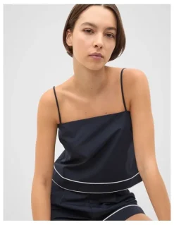 Seed Heritage Poplin Contrast Cami in Blue