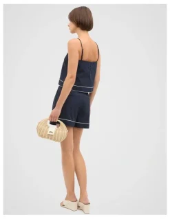 Seed Heritage Poplin Contrast Cami in Blue