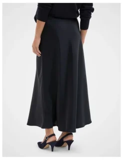 Seed Heritage Satin Midi Skirt in Twilight Blue