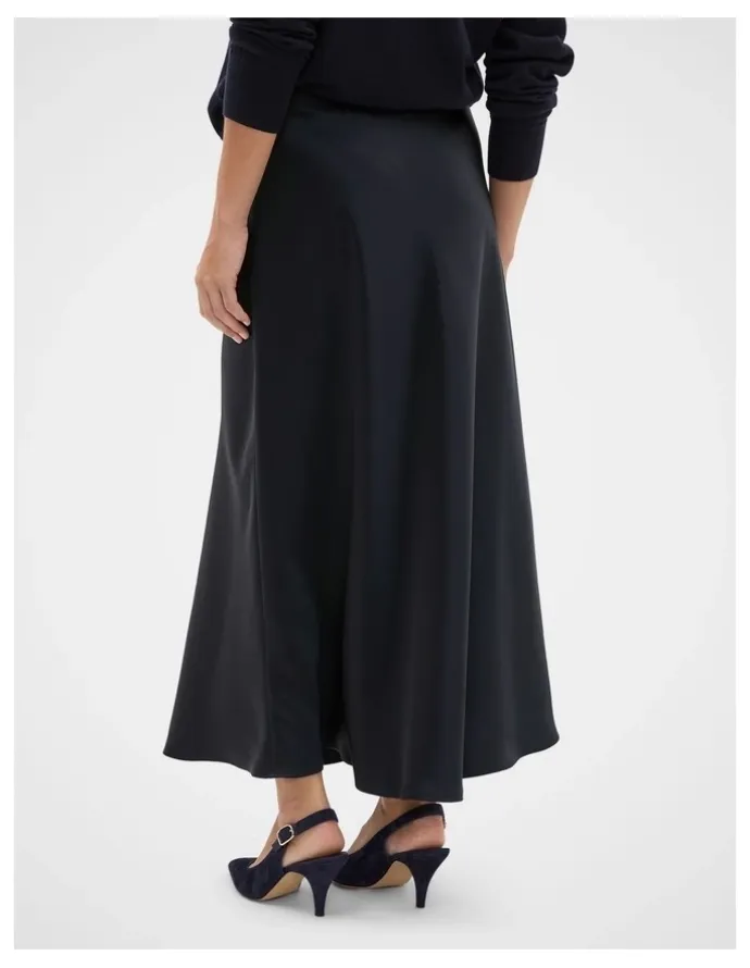 Seed Heritage Satin Midi Skirt in Twilight Blue