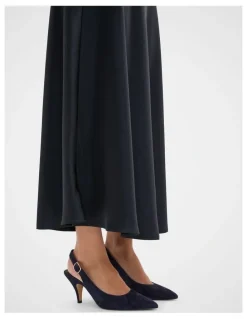 Seed Heritage Satin Midi Skirt in Twilight Blue