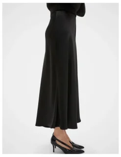 Seed Heritage Satin Midi Skirt in Black