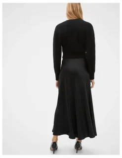 Seed Heritage Satin Midi Skirt in Black