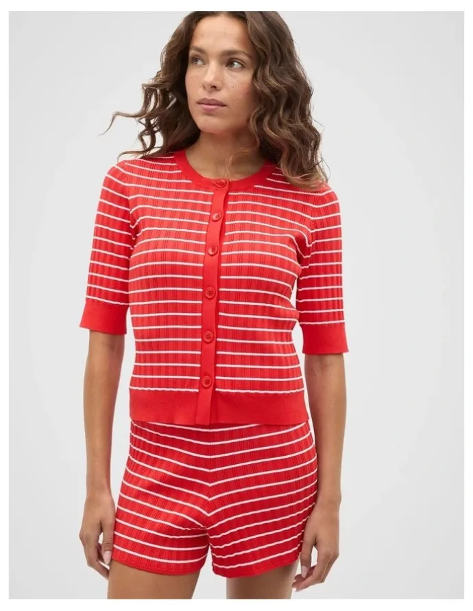 Seed Heritage Stripe Knit Short in Red