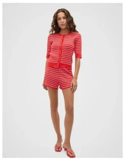 Seed Heritage Stripe Knit Short in Red