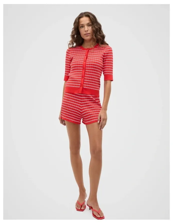 Seed Heritage Stripe Knit Short in Red
