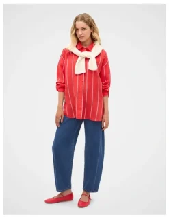 Seed Heritage Stripe Linen Oversized Shirt