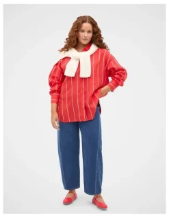 Seed Heritage Stripe Linen Oversized Shirt