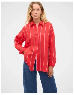Seed Heritage Stripe Linen Oversized Shirt