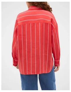Seed Heritage Stripe Linen Oversized Shirt
