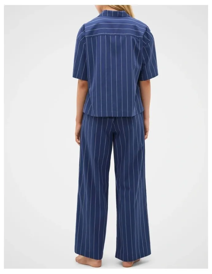 Seed Heritage Stripe Shirt and Pant PJ Set in Royal Blue