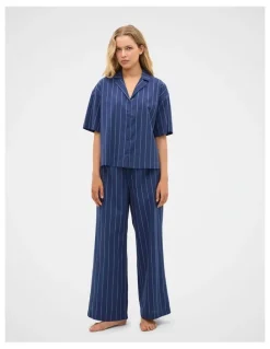Seed Heritage Stripe Shirt and Pant PJ Set in Royal Blue