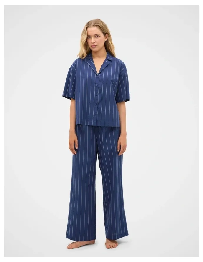 Seed Heritage Stripe Shirt and Pant PJ Set in Royal Blue