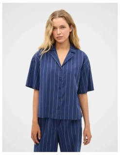 Seed Heritage Stripe Shirt and Pant PJ Set in Royal Blue