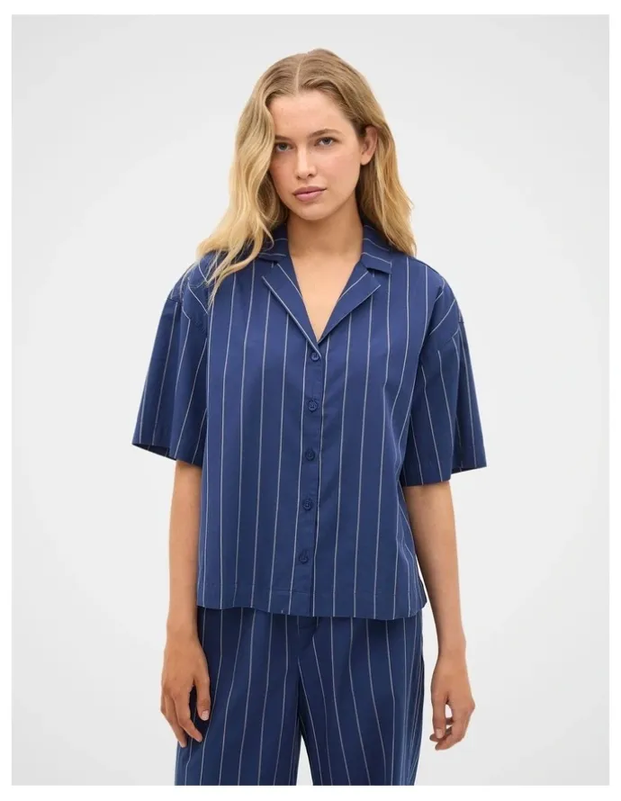 Seed Heritage Stripe Shirt and Pant PJ Set in Royal Blue