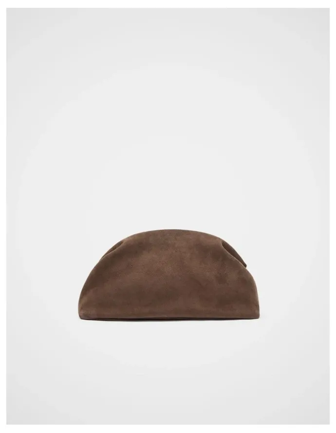 Seed Heritage Suede Rounded Clutch in Cocoa Suede