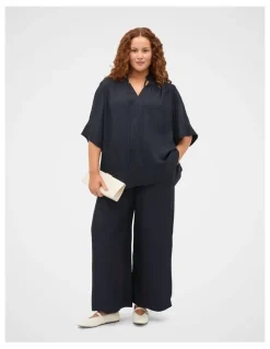 Seed Heritage Textured Satin Easy Wide Leg Pant