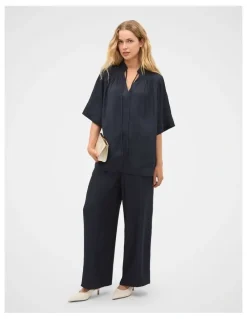 Seed Heritage Textured Satin Easy Wide Leg Pant