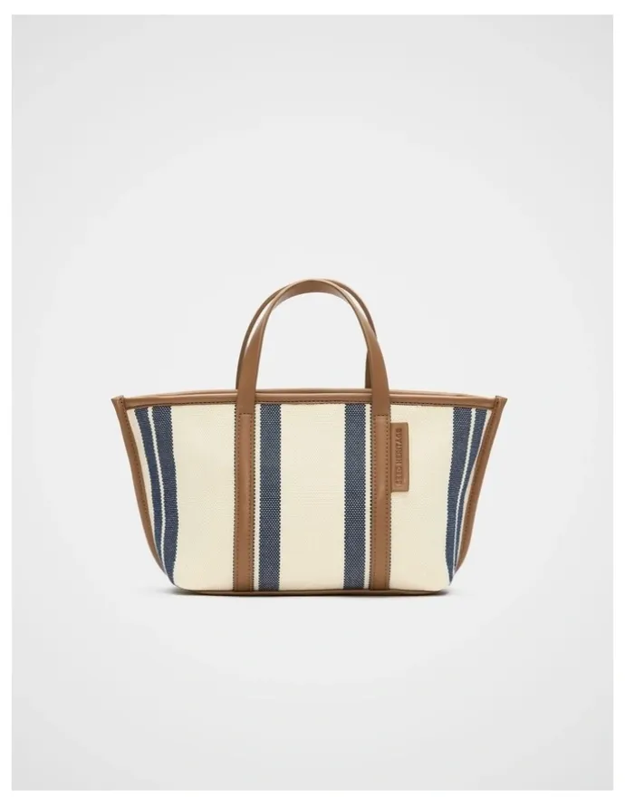 Seed Heritage Trim Detail Stripe Mini Tote in Twilight Blue