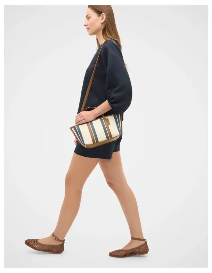 Seed Heritage Trim Detail Stripe Mini Tote in Twilight Blue