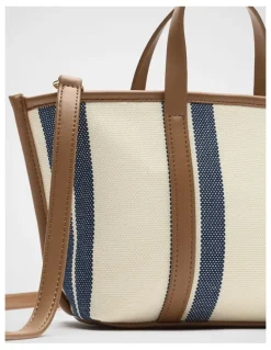 Seed Heritage Trim Detail Stripe Mini Tote in Twilight Blue