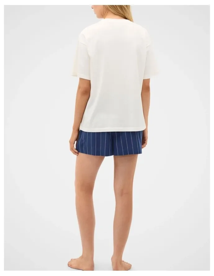 Seed Heritage T-Shirt and Stripe Short PJ Set in Royal Blue