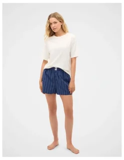 Seed Heritage T-Shirt and Stripe Short PJ Set in Royal Blue