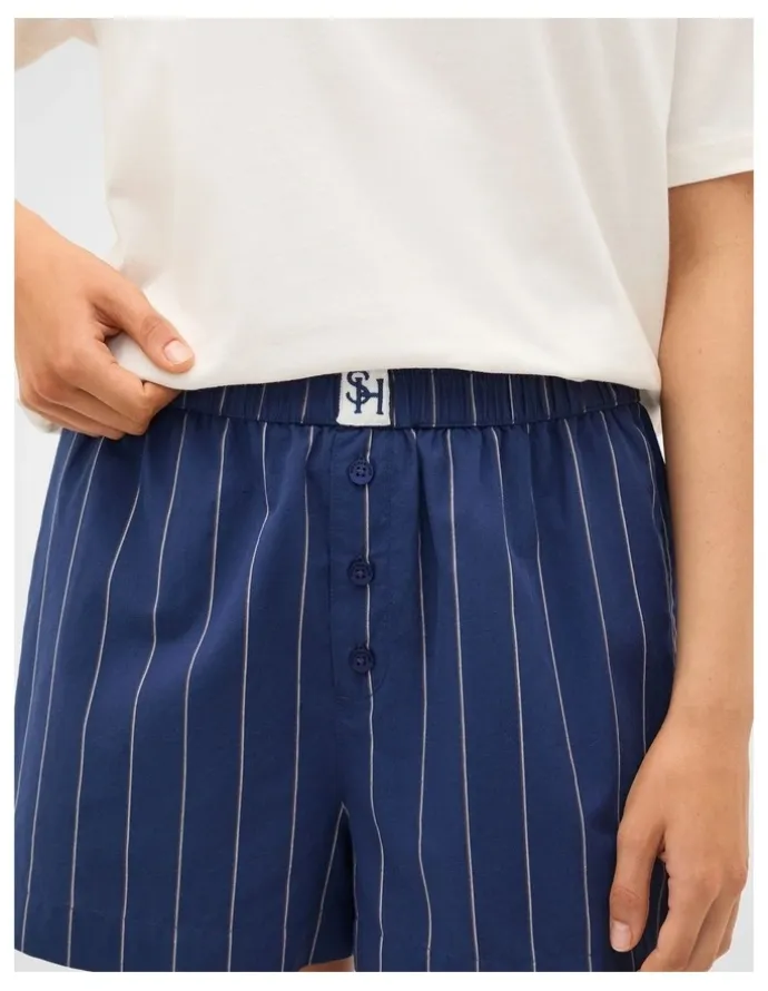 Seed Heritage T-Shirt and Stripe Short PJ Set in Royal Blue