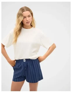 Seed Heritage T-Shirt and Stripe Short PJ Set in Royal Blue