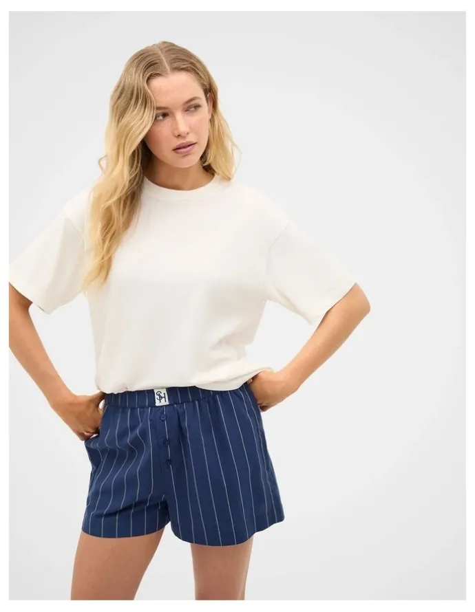 Seed Heritage T-Shirt and Stripe Short PJ Set in Royal Blue