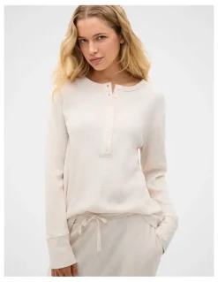 Seed Heritage Waffle Top and Pant PJ Set in Meringue Marle