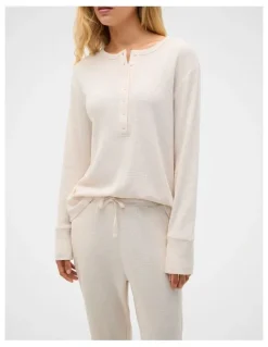 Seed Heritage Waffle Top and Pant PJ Set in Meringue Marle