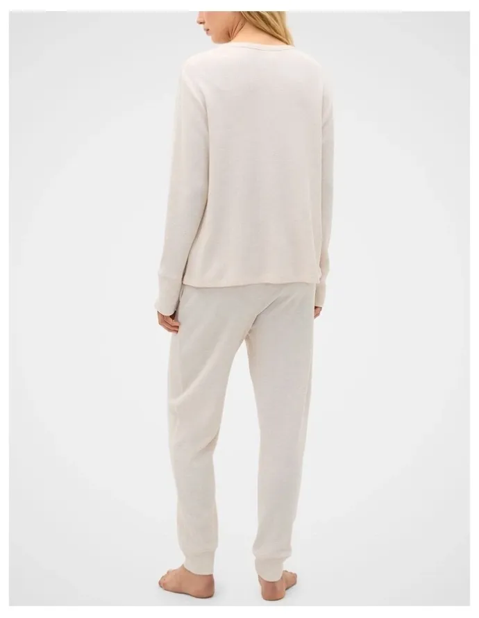 Seed Heritage Waffle Top and Pant PJ Set in Meringue Marle