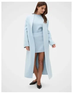 Seed Heritage Wool Blend Mini Skirt in Soft Blue Marle