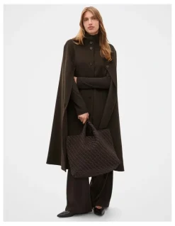 Seed Heritage Woven Textured East West Tote in Coffee Bean