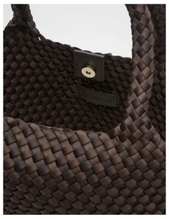 Seed Heritage Woven Textured East West Tote in Coffee Bean