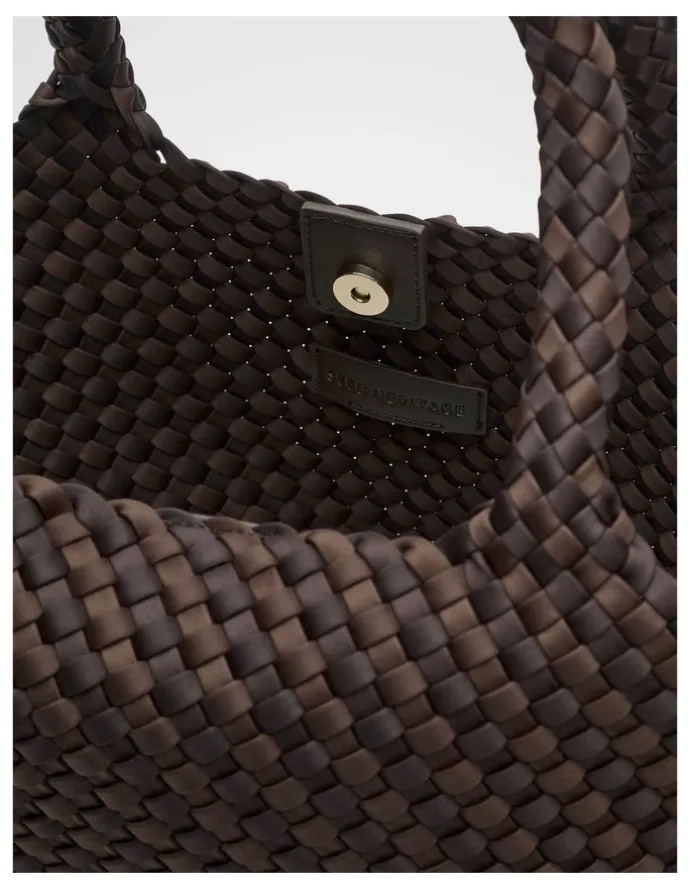 Seed Heritage Woven Textured East West Tote in Coffee Bean