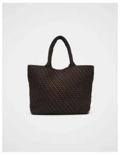 Seed Heritage Woven Textured East West Tote in Coffee Bean
