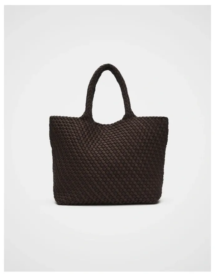 Seed Heritage Woven Textured East West Tote in Coffee Bean