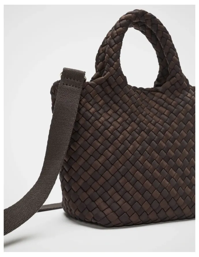Seed Heritage Woven Textured Crossbody Bag in Coffee Bean