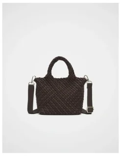 Seed Heritage Woven Textured Crossbody Bag in Coffee Bean