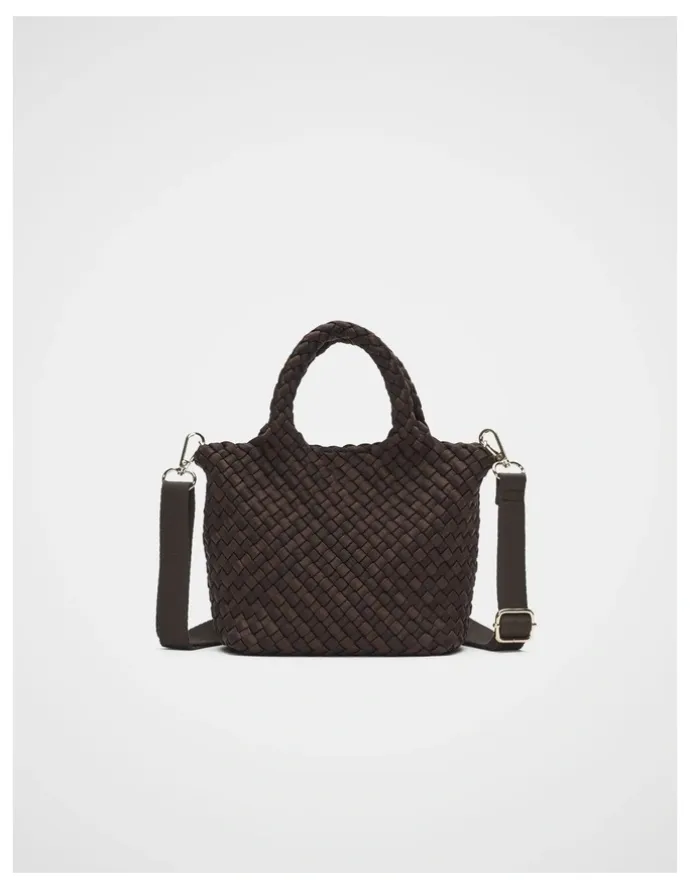Seed Heritage Woven Textured Crossbody Bag in Coffee Bean