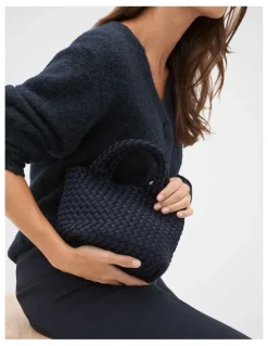 Seed Heritage Woven Textured Crossbody Bag in Twilight Blue