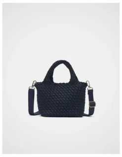 Seed Heritage Woven Textured Crossbody Bag in Twilight Blue