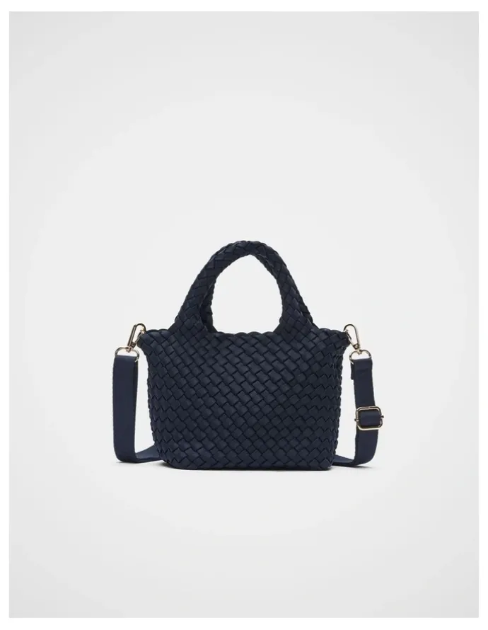 Seed Heritage Woven Textured Crossbody Bag in Twilight Blue