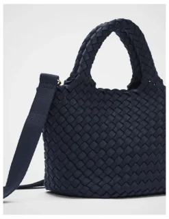 Seed Heritage Woven Textured Crossbody Bag in Twilight Blue