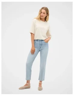 Seed Heritage Core Straight Leg Stretch Jean in Mid Blue Wash