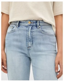 Seed Heritage Core Straight Leg Stretch Jean in Mid Blue Wash