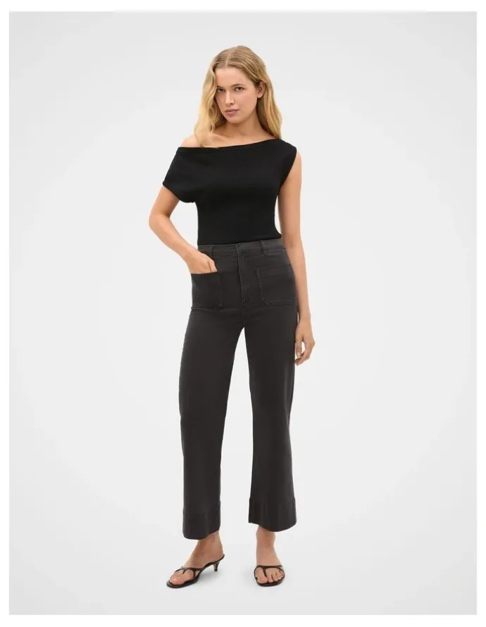 Seed Heritage Core Wide Leg Pocket Jeans in Charcoal Wash