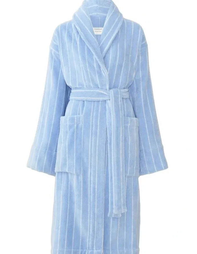 Sheridan Aven Australian Cotton Stripe Robe in Skylight